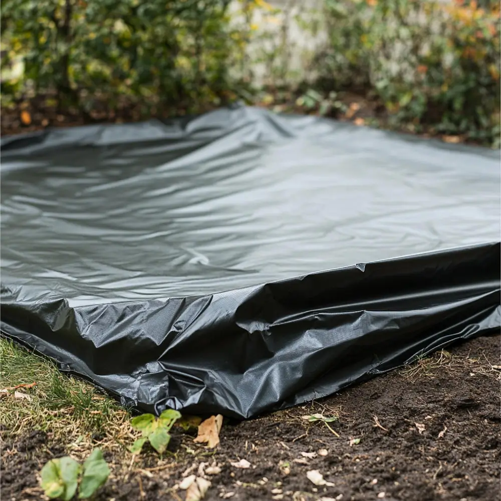 Woven polyethylene ground sheet used as a geotextile