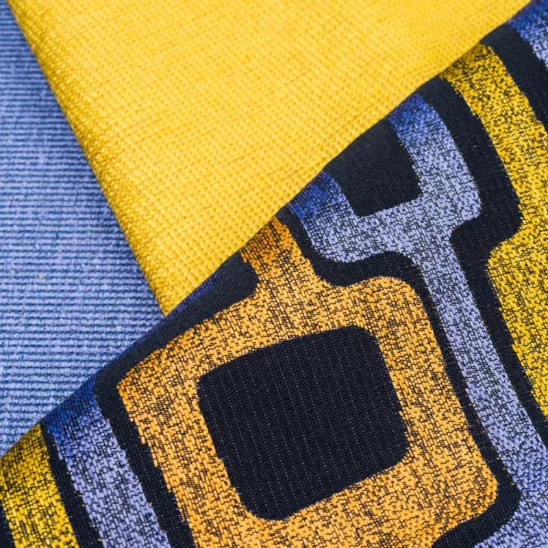 Macro detail of woven polypropylene upholstery and backing fabric